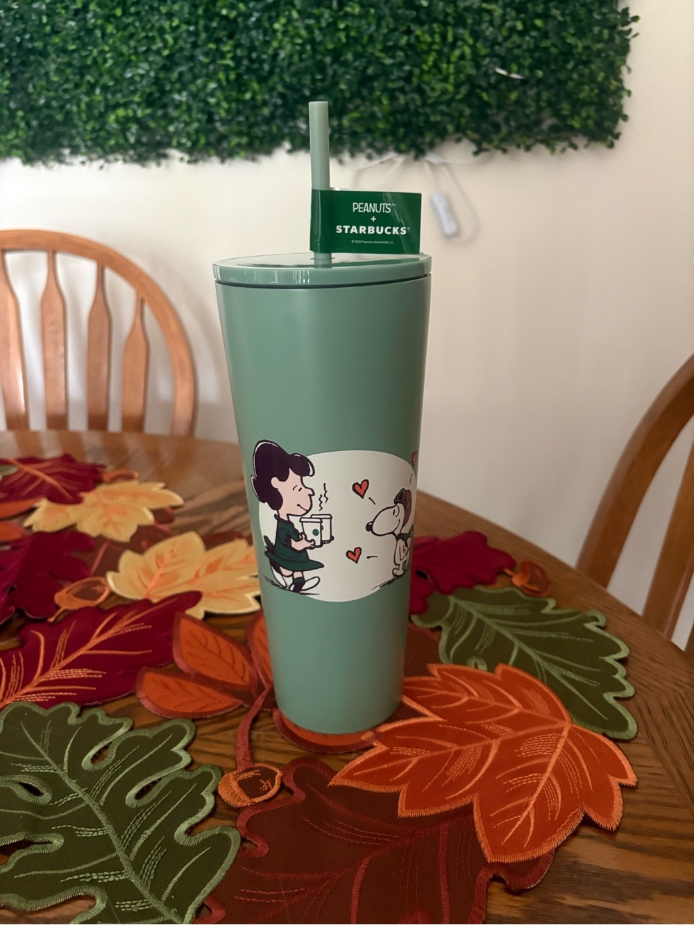 Starbucks Peanuts Green Reusable Tumblr